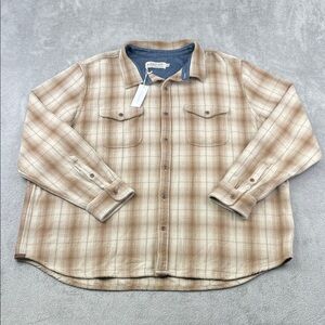 NEW Outerknown XXXL Men's 100% Organic Cotton Blanket Shirt Beige, Brown